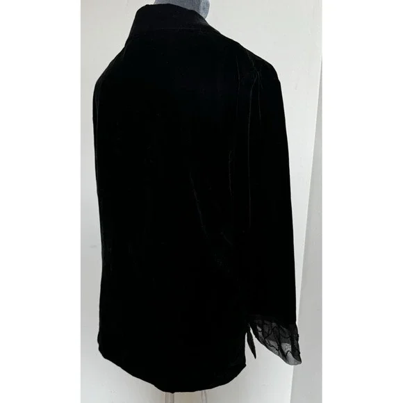 Vtg 80s‎ Carole Little Velvet Blazer M Embellished Sheer Witchy Whimsigoth - Picture 13 of 16